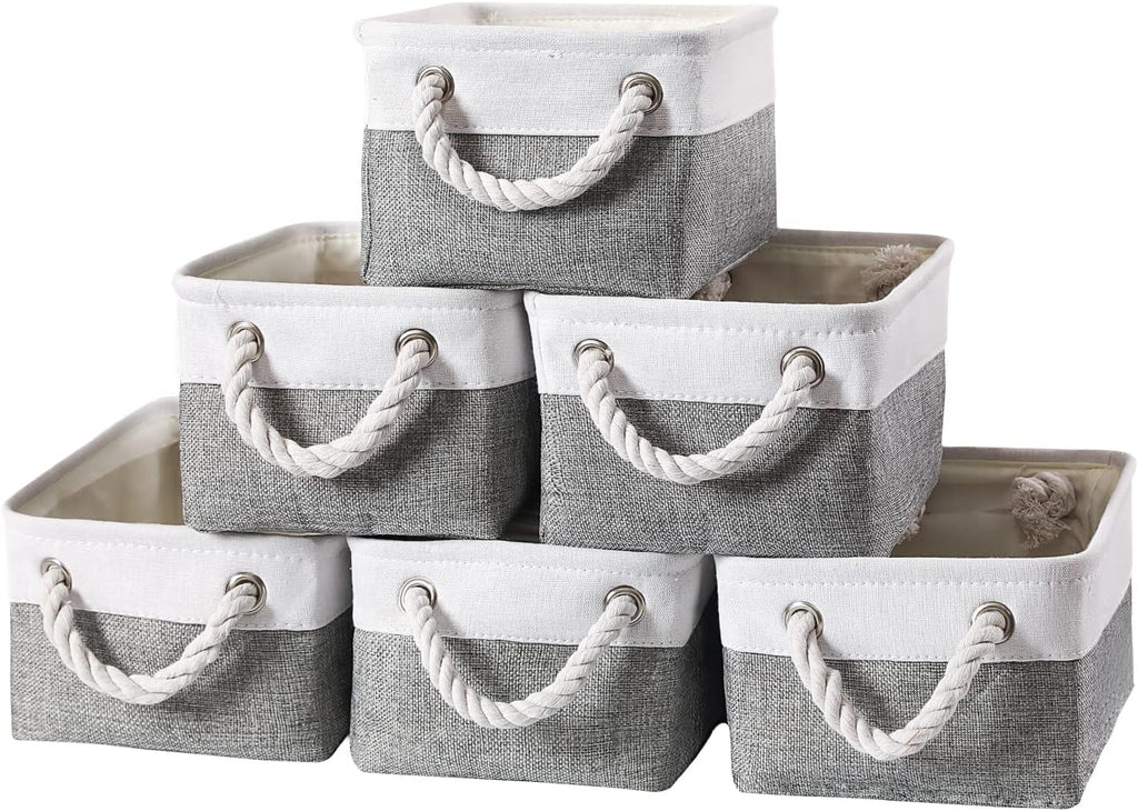 combocube 11.8 x 7.8 x 5.1 Inch Fabric Storage Bins for Shelves, Linen Storage Organizer Storage Basket with Ropes for Laundry, Home, Closet, Office, Clothes, Toys Organizer