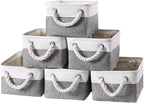 combocube 11.8 x 7.8 x 5.1 Inch Fabric Storage Bins for Shelves, Linen Storage Organizer Storage Basket with Ropes for Laundry, Home, Closet, Office, Clothes, Toys Organizer