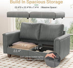 SITJOY Faux Leather Modular Sectional Sofa with Storage, Mid Century Modern Sectional Couches for Living Room, Soft Padded Armrests, 6 Seat Couch and Loveseat Sets with Ottoman, Gray
