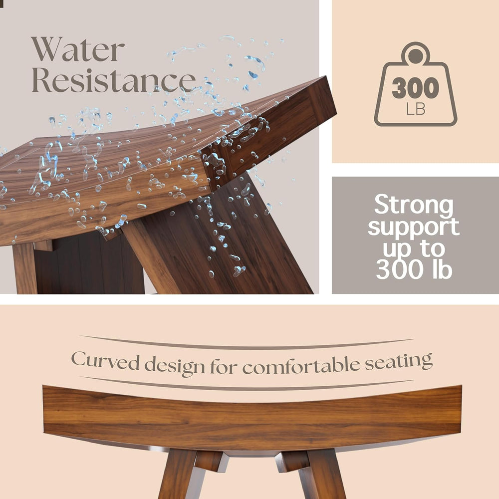 SIMPLEX 18 Inch Solid Teak Shower Stool, Indoor or Outdoor
