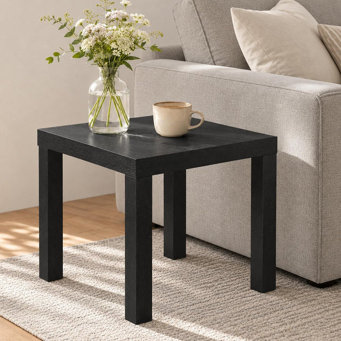 1.8 Thick Tabletop Square Modern End Table, Toolless Assembly Bedside Table, Simple Side Table, for Bedroom, Living Room, Black