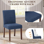 Upholstered Dining Chairs Set of 4, Modern Fabric Dining Room Chair, Wooden Dining Chair, Kitchen Side Chairs, Farmhouse Dinner Chair with High Back for Kitchen, Blue