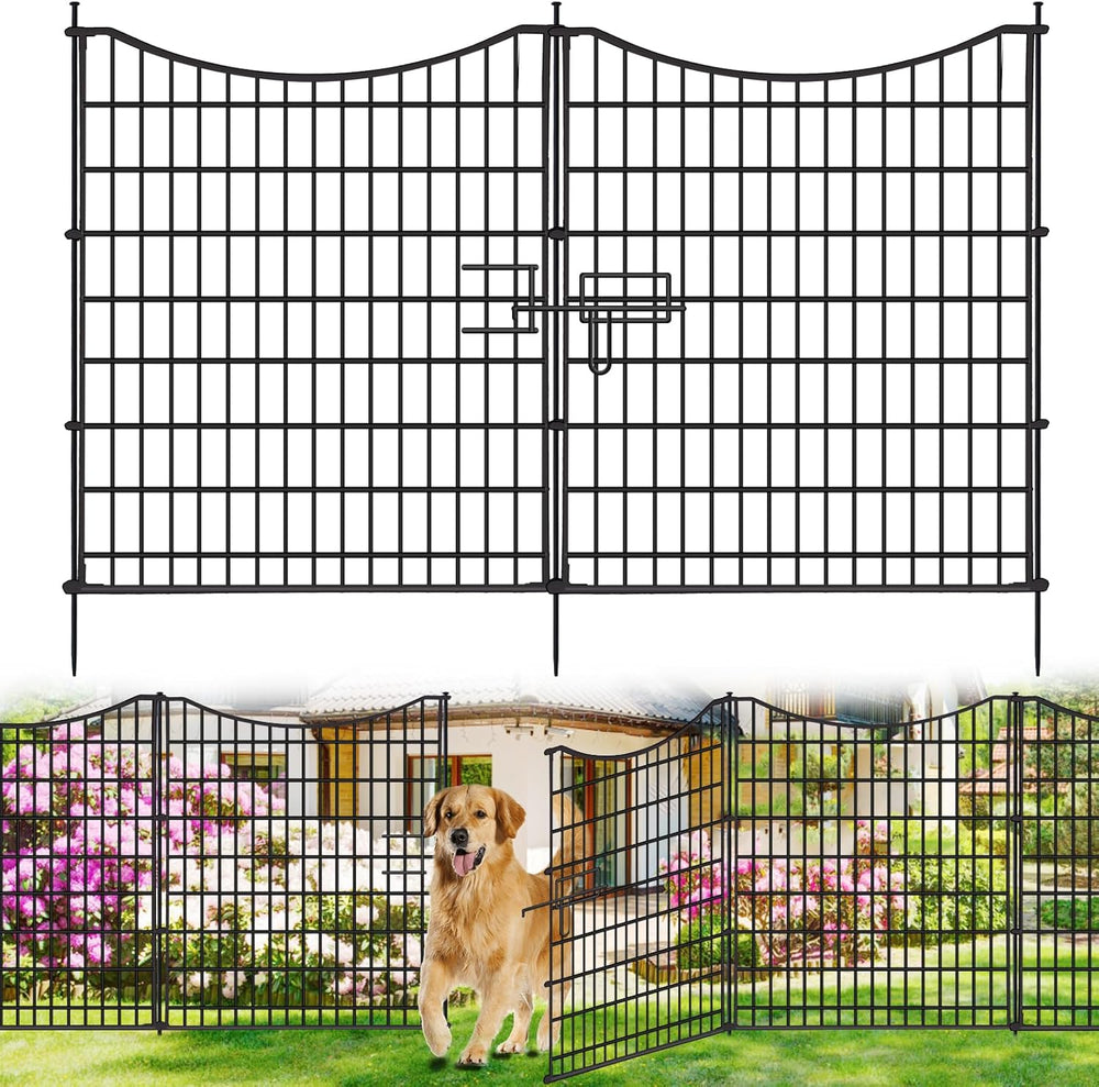 18 Panels No Dig Decorative Fence with Gate, 33 in(H) X 40.5 ft(L) Tall Garde...