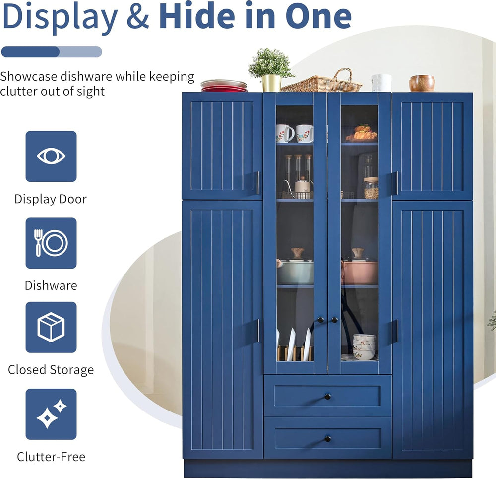Merax Modern Large Kitchen Pantry with 6 Doors, 53.2''Lx17.7''...