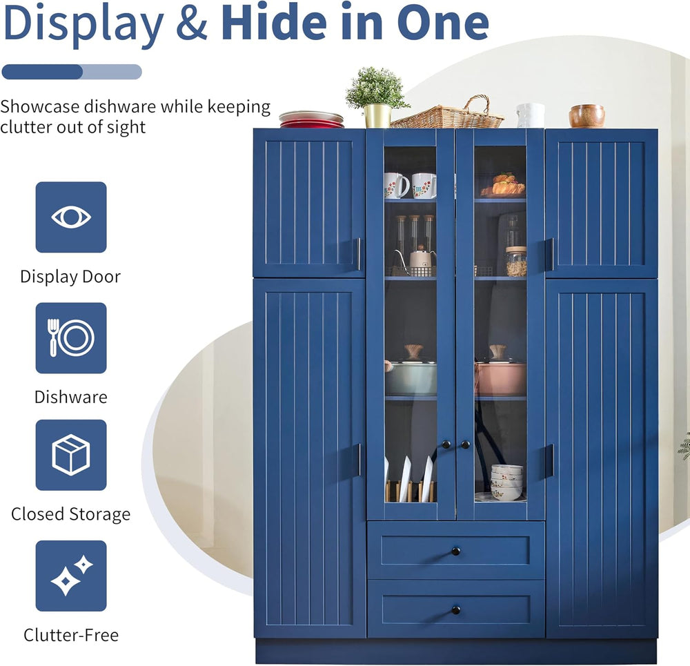 JIVOIT 71''H Large Kitchen Pantry with 6 Doors, Drawers, Adjustable S...