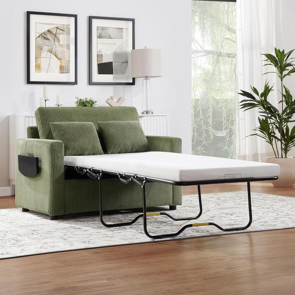 Twin Size Sofa Bed 47.2" Sleeper Sofa Loveseat Sofa with a Foldable Matt...