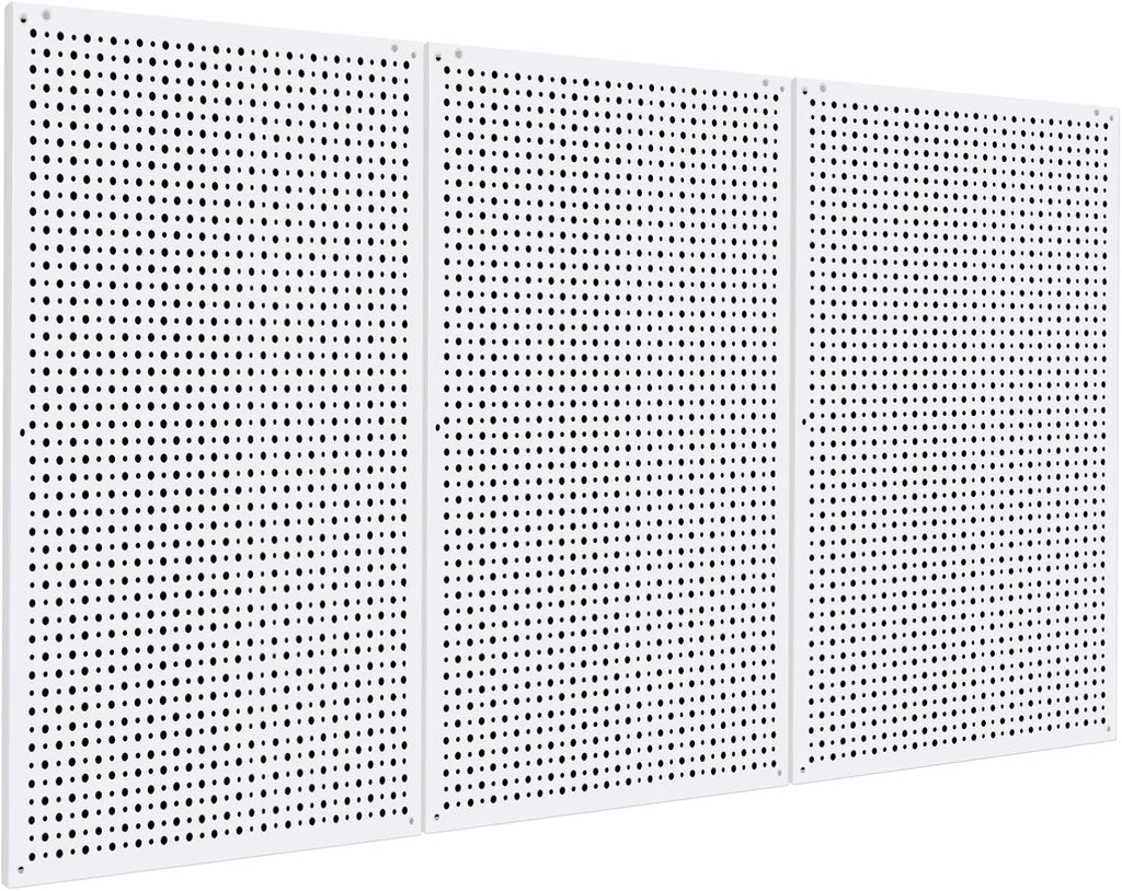 Pegboard Rack Garage Storage,Steel Pegboard Heavy Duty- 3 Pack 16-Inch X 24-Inch Metal Peg Board Tool Organization Panels (White)