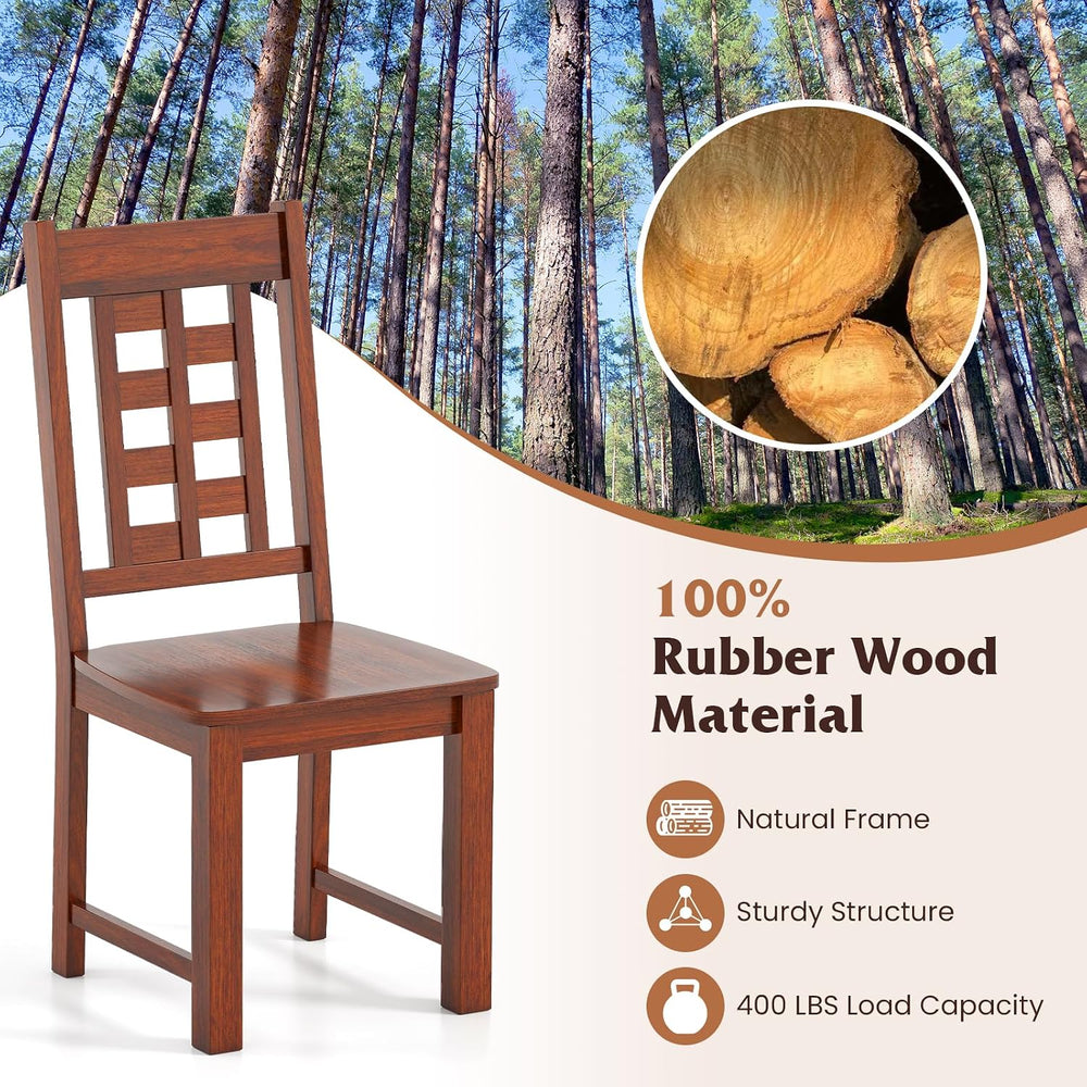 GIANTEX Wooden Dining Chairs Set of 2, Kitchen Chair w/Solid Rubber Wood Fram...