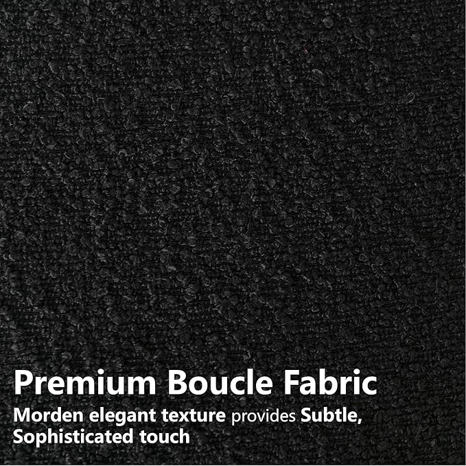 Boucle Dining Chairs Set of 6, Mid Century Modern Dining Room Chairs with Barrel Backrest, Upholstered Black Kitchen Chairs for Dining Room, Restaurant