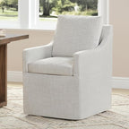 Upholstered Dining Chairs Set of 1, Washable Cover Modren Deskchair with 4 Casters & Hidden Storage for Dining Room, Living Room, Home Office, Linen, 1 Box
