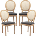 French Country Dining Chairs Set of 4, Gray Kitchen & Dining Room Chairs Set of 4, Rattan Dining Chairs, Cane Back, Wood Legs, Sillas De Comedor (Rattan, Grey, 4Pcs)
