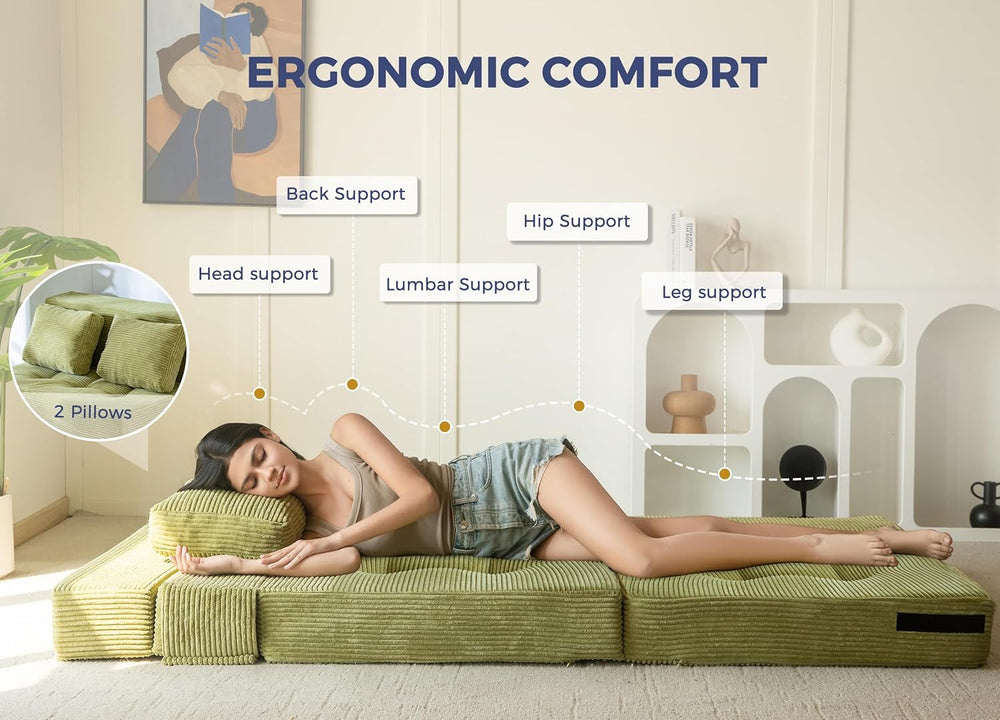 MAXYOYO Convertible Sofa Bed, Fold Out Loveseat Sofa Couch with Pillow, 4 in ...
