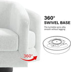 Swivel Barrel Accent Chair, Comfy Reading Armchair, Cream Beige, Set of 1 | Low-Back Design | 360° Swivel | Solid Wood Frame | High-Density Foam Seat | Modern Round Style | For Living Room & Bedroom