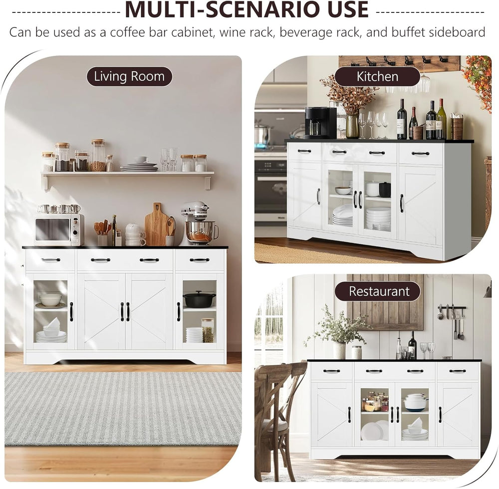 Likein Sideboard Buffet Cabinet with Storage - 55" Kitchen Storage Displ...