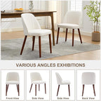 Wooden Dining Chairs Set of 4, Upholstered Kitchen Dining Room Chairs with Padded Seat and Wood Legs, Modern Fabric Side Dinner Chair for Kitchen, Dining Room, Restaurant, Cafe, Beige