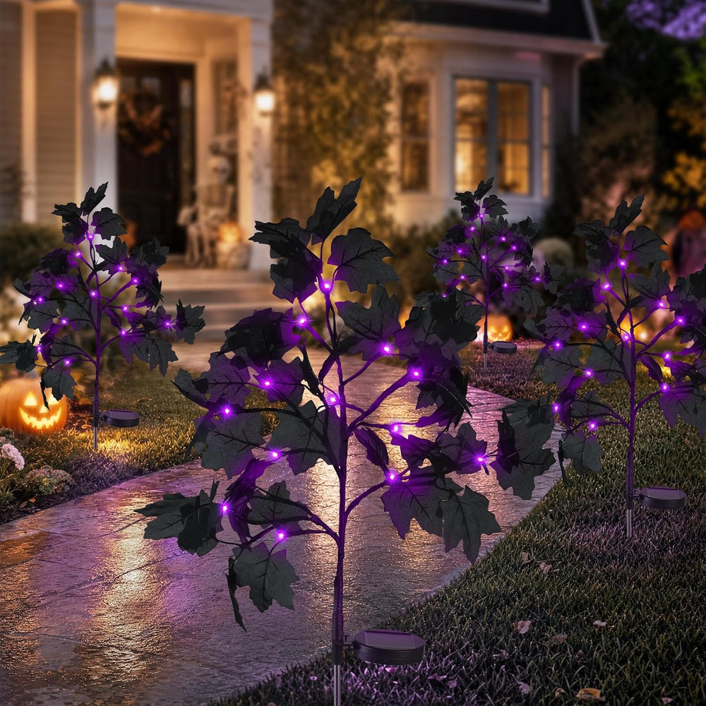 4 Pack Solar Halloween Outdoor Decorations Fall Solar Stake Lights