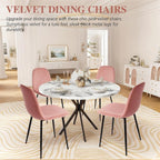 CangLong Modern Velvet Chairs with Metal Legs for Living Room, Bedroom, Restaurant, Dining Room, Set of 4, Pink