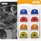 Hat Organizer Box, Stackable Clear Baseball Caps Holder Box Containers with Magnetic Door for Hats Snapback Cap Storag, Hat Rack Display Case, Holds 8 Hats Each (Clear, 4 Pack)