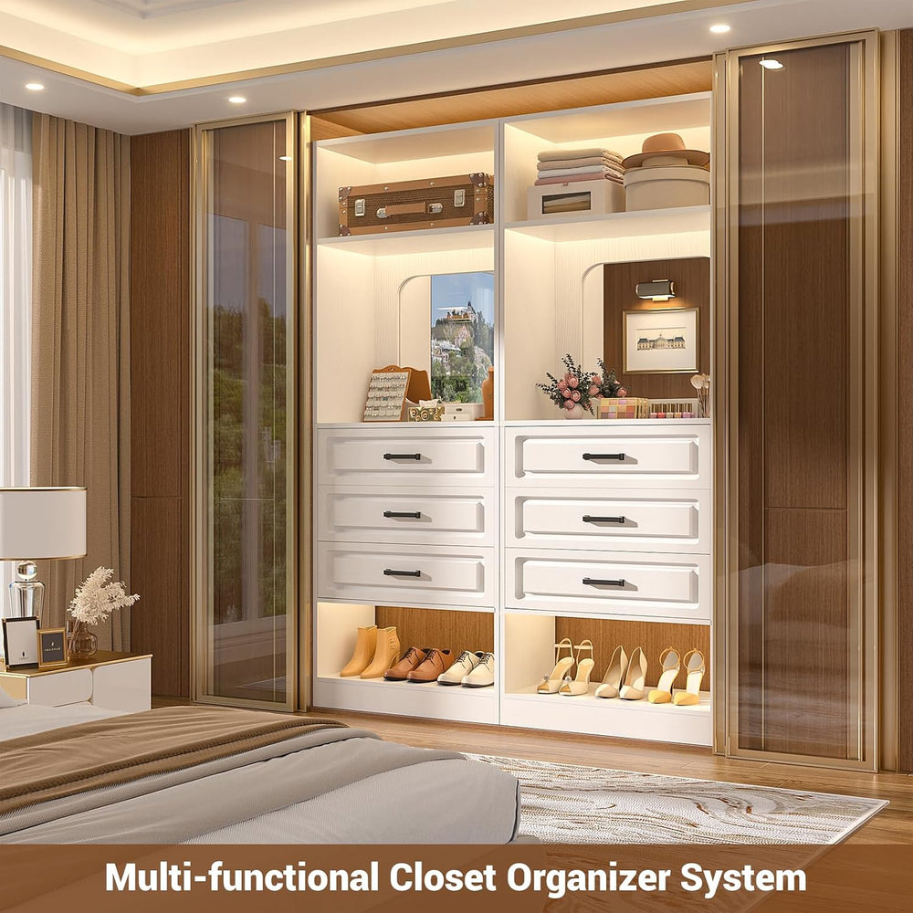 Unikito 25" Closet System with 3 Drawers and Mirror, Wardrobe, White | F...