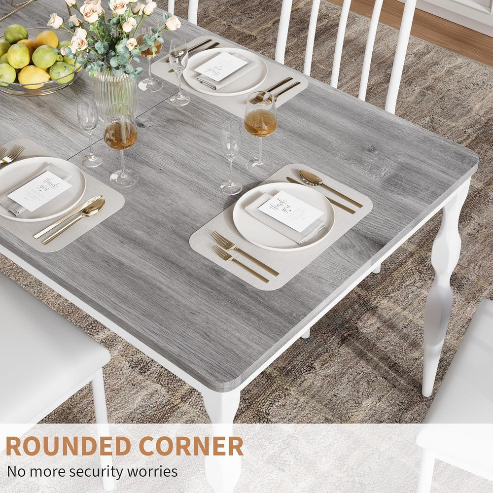 IDEALHOUSE 78 Inch Farmhouse Dining Table for 6-8 People, Rectangular Wood Ki...