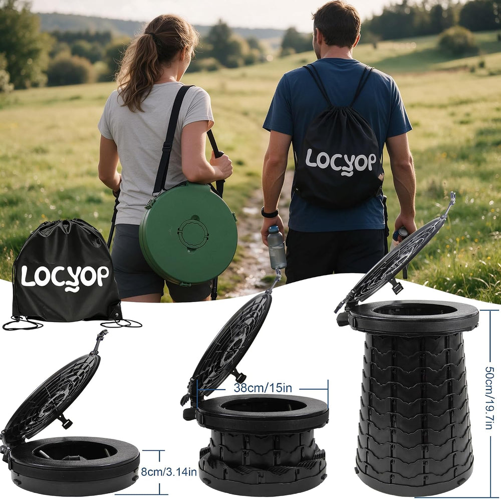 XXL Portable Toilet for Camping,19.7" H Adjustable Folding Toilet with L...