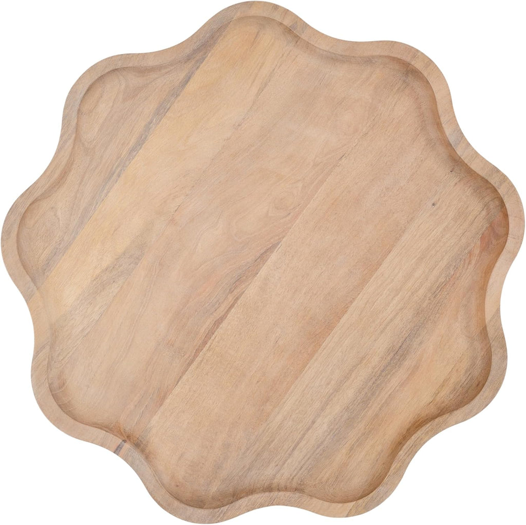 Kate and Laurel Alezar Modern Wooden Round Side Table, 19 x 19 x 24, Light Natural, Transitional Solid Wood End Table with Wavy Edge for Teen Bedroom Nightstand or Dorm Room Decor