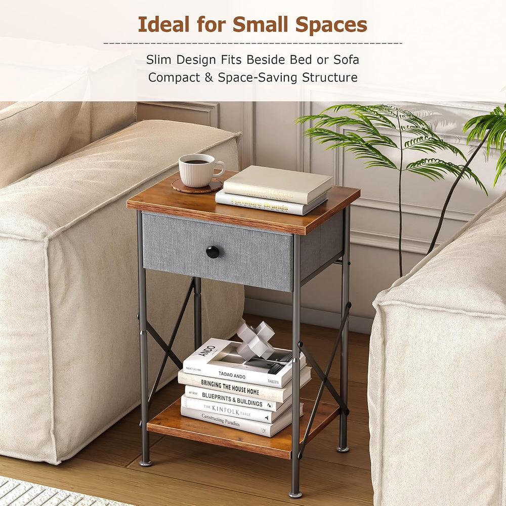 VECELO Night Stand Set of 2, Nightstand for Apartment, Dorm End Table for Sma...
