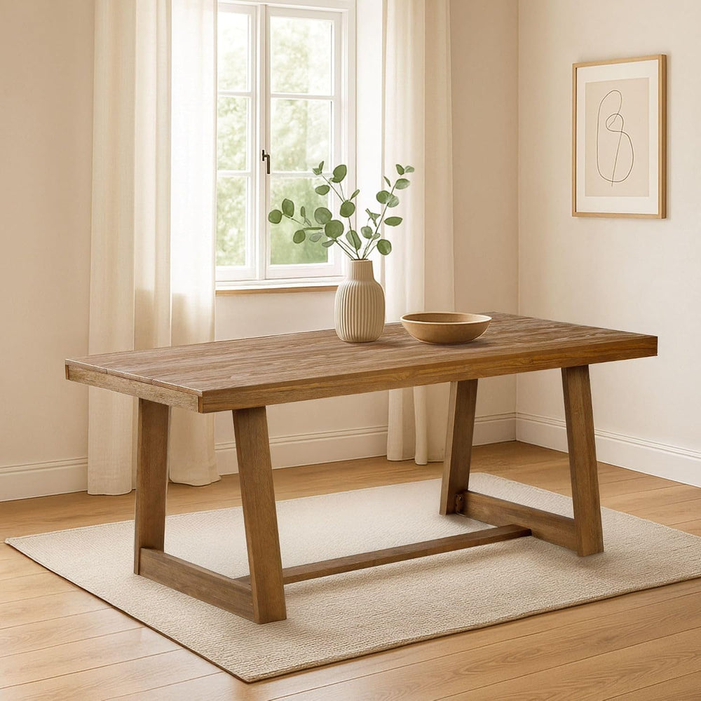Plank+Beam Classic 72 Inch Dining Table, Rectangular, Pecan Wirebrush | Non-T...