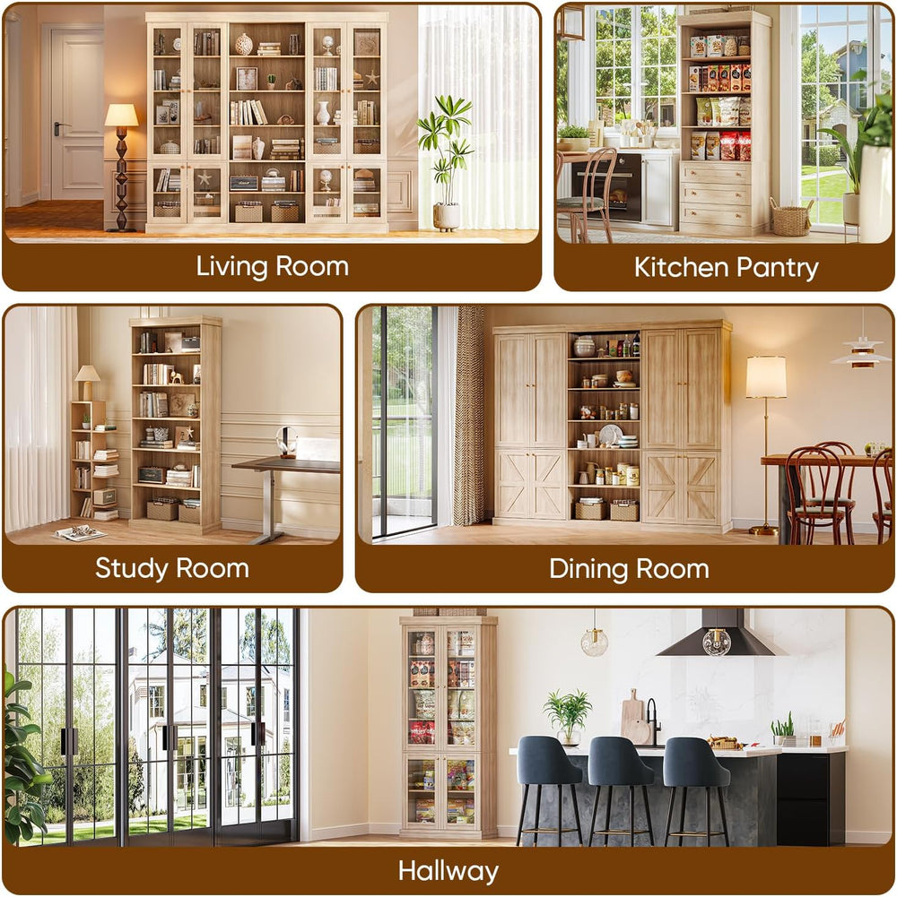 Vyre 70.8" Tall Kitchen Pantry Cabinet with Doors, Farmhouse Modular Sto...