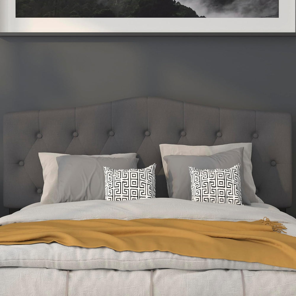 Flash Furniture Queen Tufted Fabric Headboard, Dark Gray
