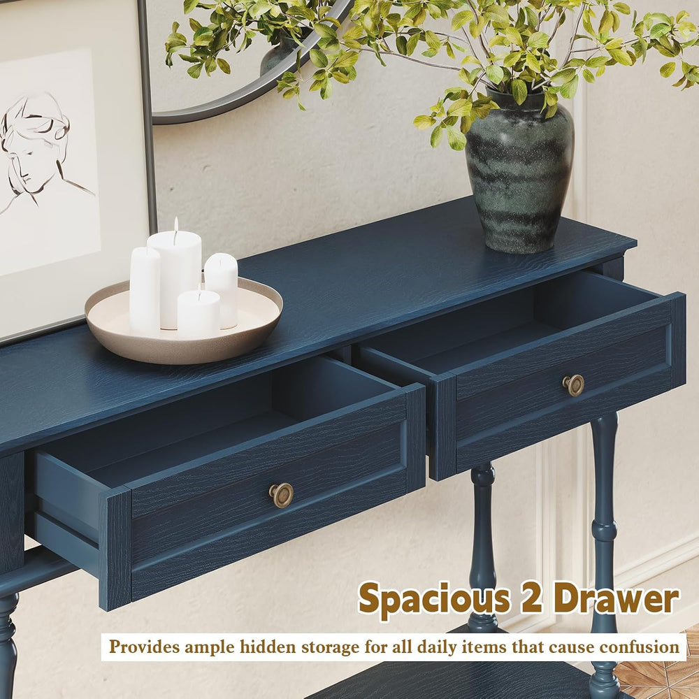 ARTPOWER Console Table for Entryway with 2 Drawers, 10 mins Assembly, Blue | ...