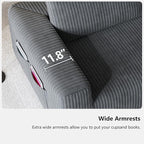 108" Cloud Couch Modular Sectional Sofa for Living Room,L Shaped Boneless Couch with Deep Seat Chaise,No Assembly Required Foam Sleeper Sofa for Apartments,Plush Corduroy Fabric, Dark Gray