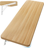 Wall Mounted Folding Table 47.2”L x 19.7”W, Laundry Folding Table with Heavy Duty Metal Collapsible Shelf Brackets, Wall Mounted Desk Fold Down for Small Spaces, Wood Color