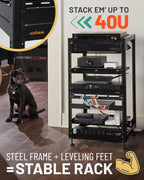 ECHOGEAR 20U Open Frame Rack for Servers & AV Gear - Wall Mountable Design Includes 2X Vented Shelves, 25x Rack Mounting Screws, 4X Leveling Feet, 4X Shelf Stops, & 2X Securement Straps