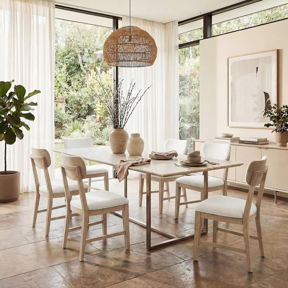 COLAMY Solid Wood Dining Chairs Set of 2, Mid Century Modern Upholstered Kitc...
