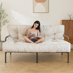 MAXYOYO 8" Futon Mattress, Full Size Extra Thick Futons Sofa Couch Bed for Adults, Velvet Floor Mattress Shredded Foam Filling (Frame Not Included)