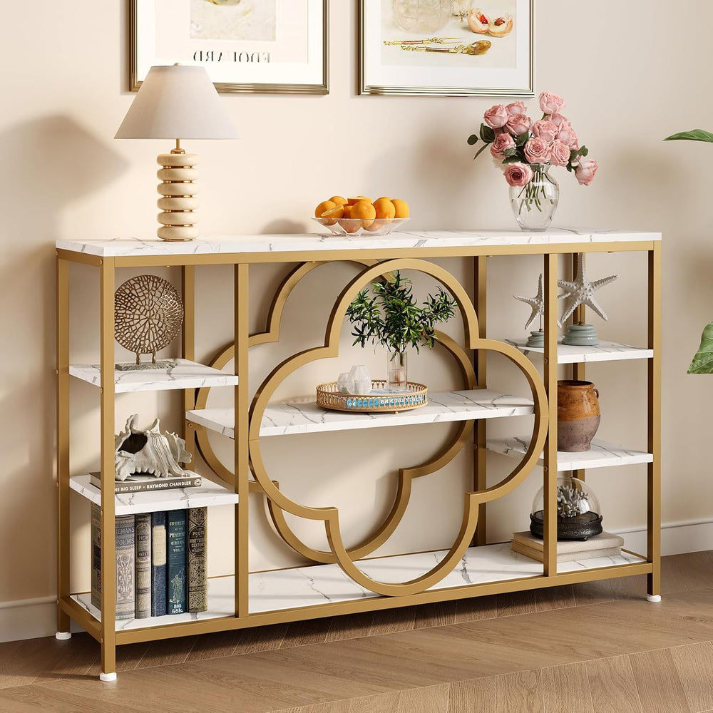 GiftGo 47" Industrial Console Tables for Entryway Rustic Sofa Table Behi...