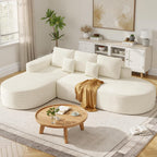 112" Modular Curved Cloud Couch, Oversized Couches for Living Room, Modern Boneless Sectional Sofa with Deep Seat, Foam Couch, No Assembly Required, Beige, 1PCS