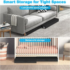 Under Bed Storage Container Bins 2 Pack, 5 Inch Thin Low Profile Underbed Clothes Storage Organizer for Dorm & Home, Use for Blanket and Toy Storage Box W/ Sturdy Bottom/Sides, Foldable Thick Fabric