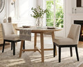 Modern Dining Chairs Set of 2 with Comfortable Back Support, Farmhouse Soft Linen Upholstered Kitchen Dining Room Chairs with Black Solid Wood Legs, Armless Accent Side Chairs for Living Room, Beige