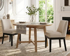 Modern Dining Chairs Set of 2 with Comfortable Back Support, Farmhouse Soft Linen Upholstered Kitchen Dining Room Chairs with Black Solid Wood Legs, Armless Accent Side Chairs for Living Room, Beige