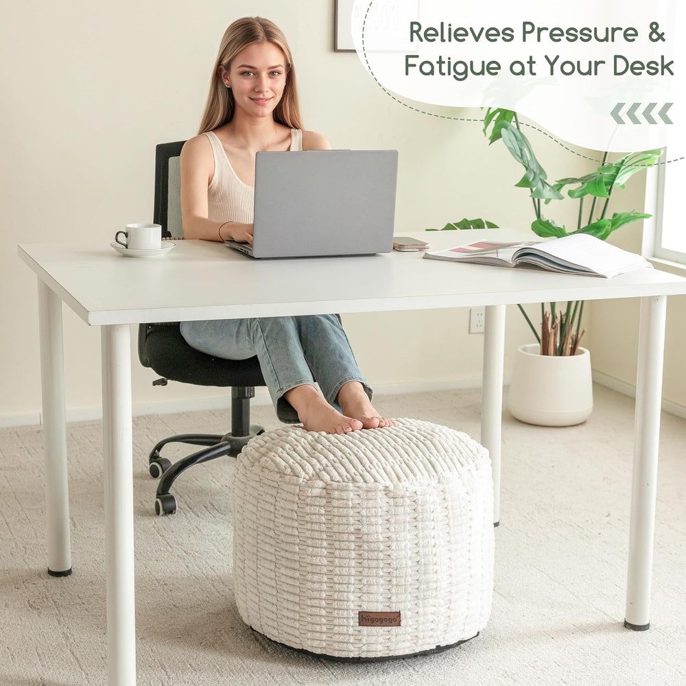 HIGOGOGO Pouf Ottoman Stuffed Round Modern Foam Filled Foot Rest Poufs for Li...