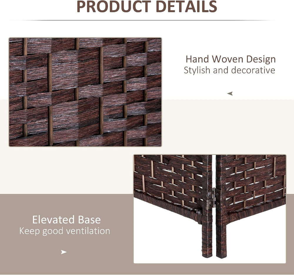 HOMCOM Room Divider 3-Panel, 6FT-Tall Folding Privacy Screen, Brown