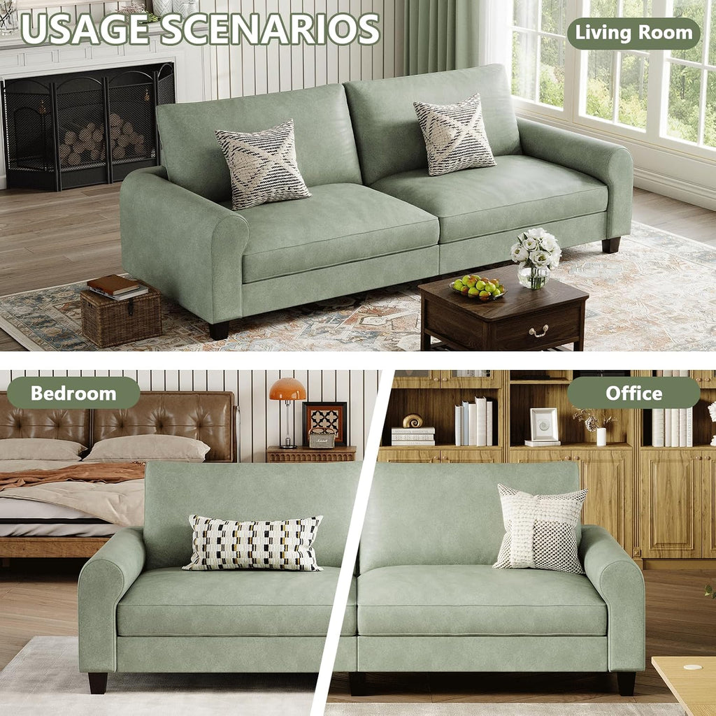 EASE MOOSE 70.6" Faux Leather Loveseat Sofa, Deep 2 Seater Couch, Green | Removable Covers, Pocket Spring Cushions, Waterproof & Scratch-Resistant, Easy Clean, Easy Assembly Couches for Living Room
