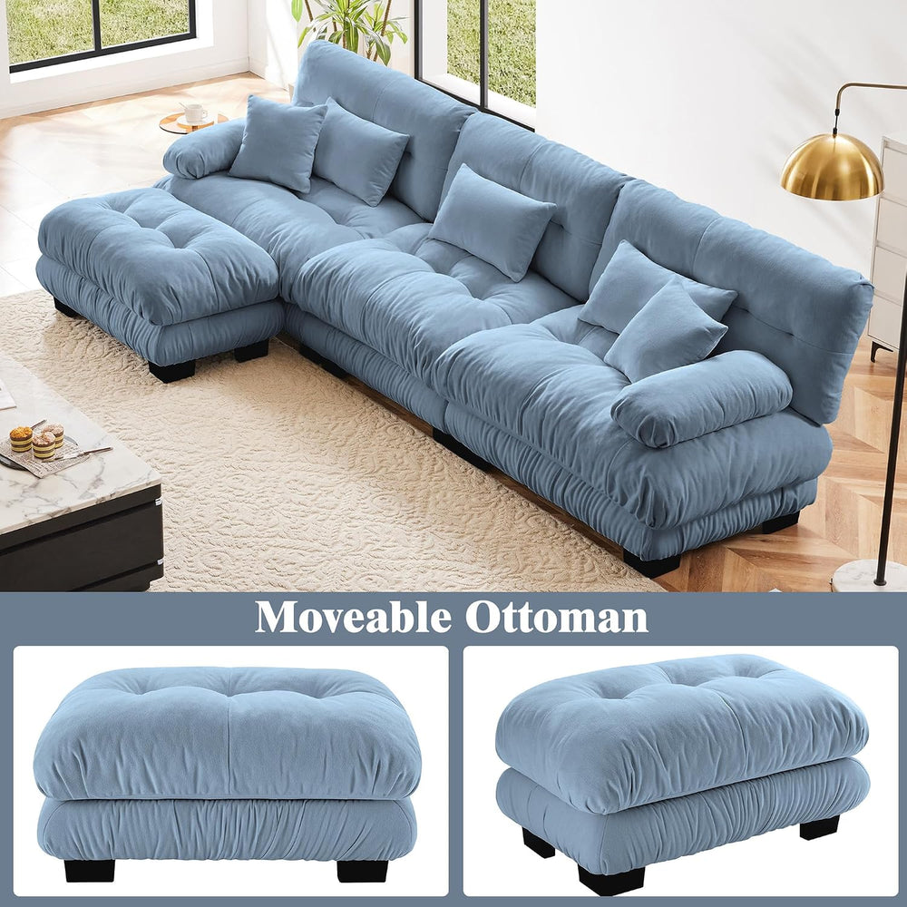 Oversized Modular Velvet Sectional Cloud Sofa Couch with Movable Ottoman,Corn...