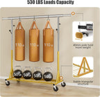Rolling Clothes Rack Load 530lbs,Heavy Duty Garment Rack With Sturdy Wheel And Shelves, Adjustable Portable Hanging Rack For Clothes, Stainless Steel, Gold