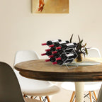 Mango Steam Elegant 10 Bottle Wine Rack Holder for Countertop and Fridge Storage - Silver Chrome