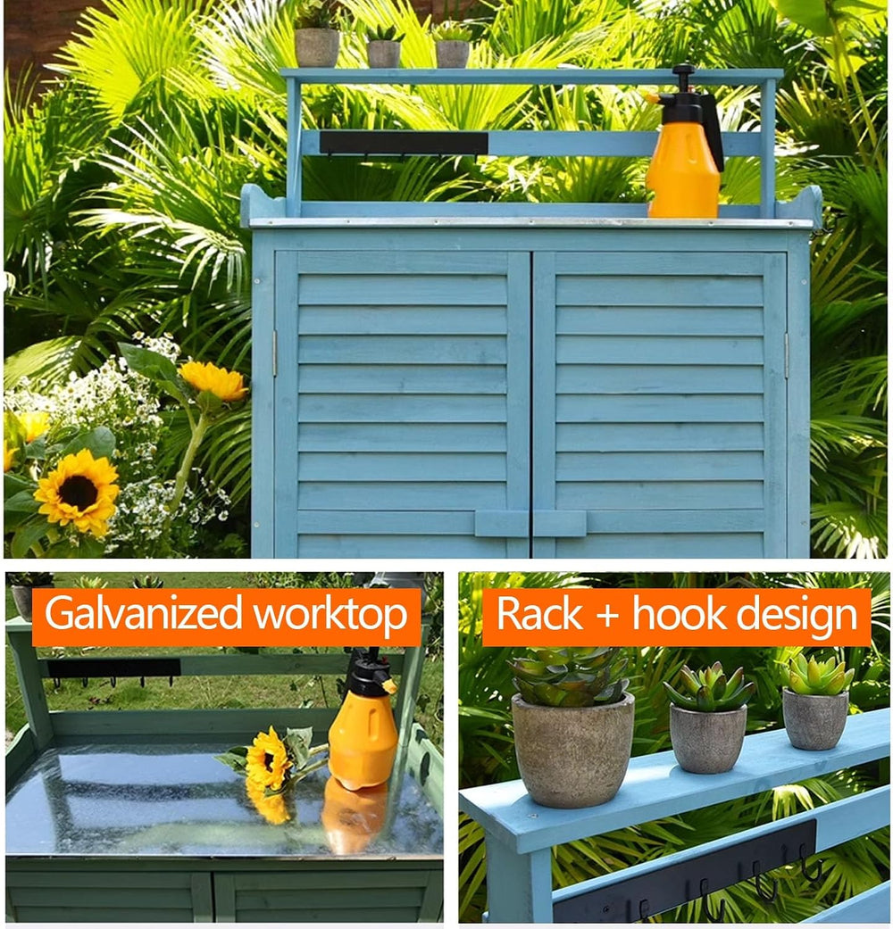 Outdoor Storage Cabinet Waterproof with Shelves Ventilated Shutter Door, Outd...