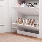 Shoe Cabinet with 3 Flip Drawers, Hidden Wood Shoe Cabinet,Freestanding Shoe Storage Cabinet for Entryway Hallway.White. 47.2" H*31.5" W*9.45" D.