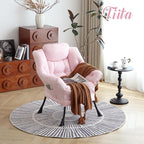 Tiita Lazy Chair, Modern Large Accent Lounge Armchair, Comfy Leisure Sofa Reading Chair with Footrest for Bedroom, Living Room, Dorm Rooms, Garden and Courtyard, Pink